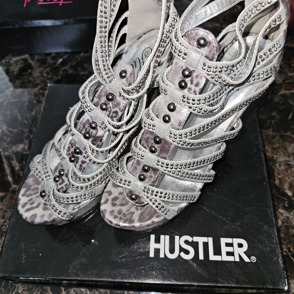 Hustler Hollywood Metallic Leopard Heels